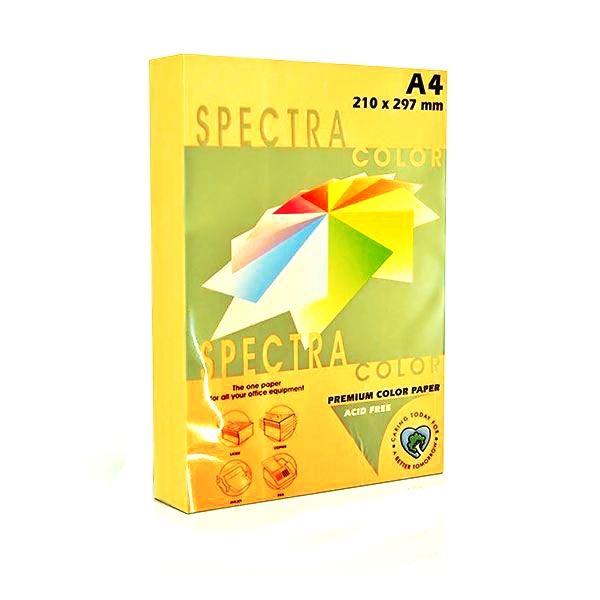 Бумага цветн. А4 75г/м2 неон желтый Spectra Color Yellow 363 500л. - Фото 1