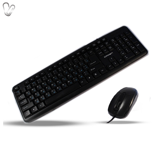 Клавиатура + мышь (проводной комплект) CROWN CMMK-860, USB, черная - Фото 1