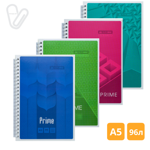 Блокнот А5 96л клетка пруж. сбоку карт. ассорти PRIME - Фото 1