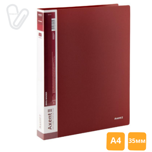 Папка Axent на 4 кольца 35 мм А4 бордовая 1208-04 - Фото 1