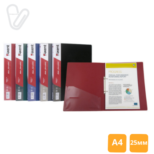 Папка Axent на 2 кольца 25 мм А4 бордовая 1207-04 - Фото 2