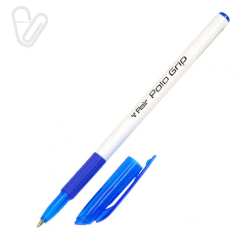 Ручка шариковая Flair 1310 синий Polo Grip с резиновим гриппом - Фото 1