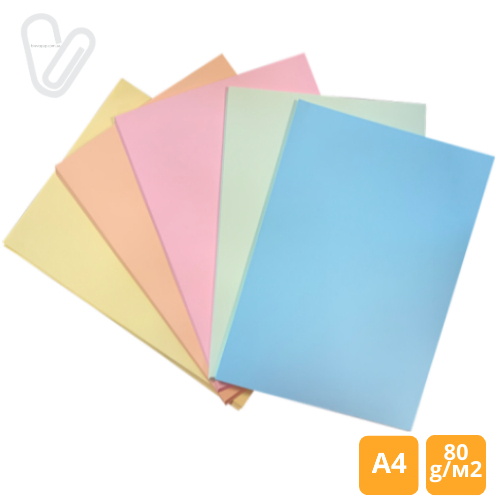 Набор бумаги цветной А4 PASTEL, 80 г/м2 паст. 5цвх50л - Фото 1