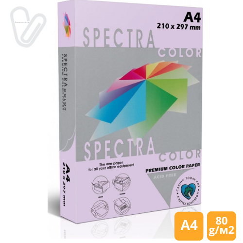 Бумага цветн. А4 80г/м2 паст. лилов. Spectra Color Lavender 185 500л. - Фото 1
