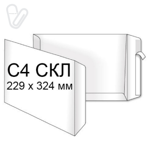 Конверт С4 скл белый 90г/м2 229х324мм бок. клапан (50 шт/уп.) вн. печать - Фото 2