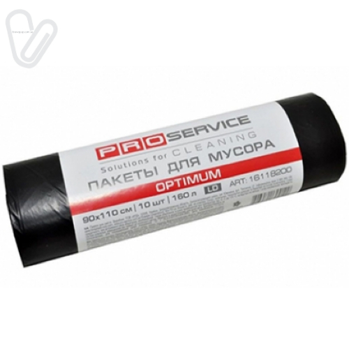 Пакеты д/мусора 160л 90х110см (10шт.) черные LD, PRO OPTIMUM - Фото 1