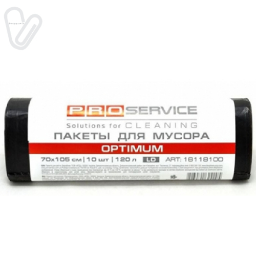 Пакеты д/мусора 120л 70*105см (10шт.) черные, LD, PRO OPTIMUM - Фото 1
