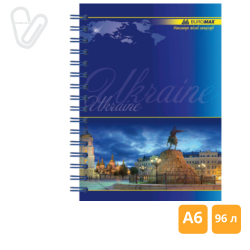 Блокнот А6 96л клетка пруж. сбоку карт. ламин. синий MY COUNTRY