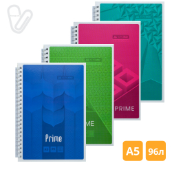 Блокнот А5 96л клетка пруж. сбоку карт. ассорти PRIME
