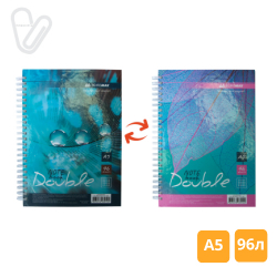 Блокнот А5 96л клетка пруж. сбоку карт. ламин.  DOUBLE