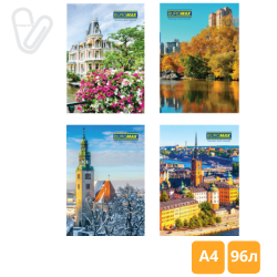 Книга учета 96л клетка А4 ламин. обл. офсет ГОРОДА.СЕЗОНЫ. Buromax