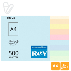 Бумага цветн. А4 80г/м2 500л. пастель, голубой Sky 26, REY Adagio