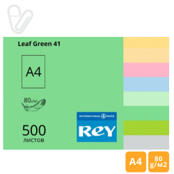 Бумага цветн. А4 80г/м2 500л. средний, зеленый Leaf Green 41, REY Adagio